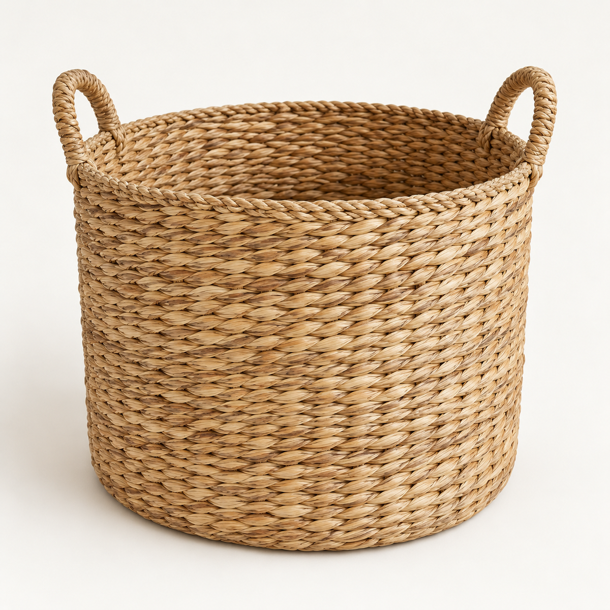Blair Mae Byron round seagrass storage basket with handles in natural